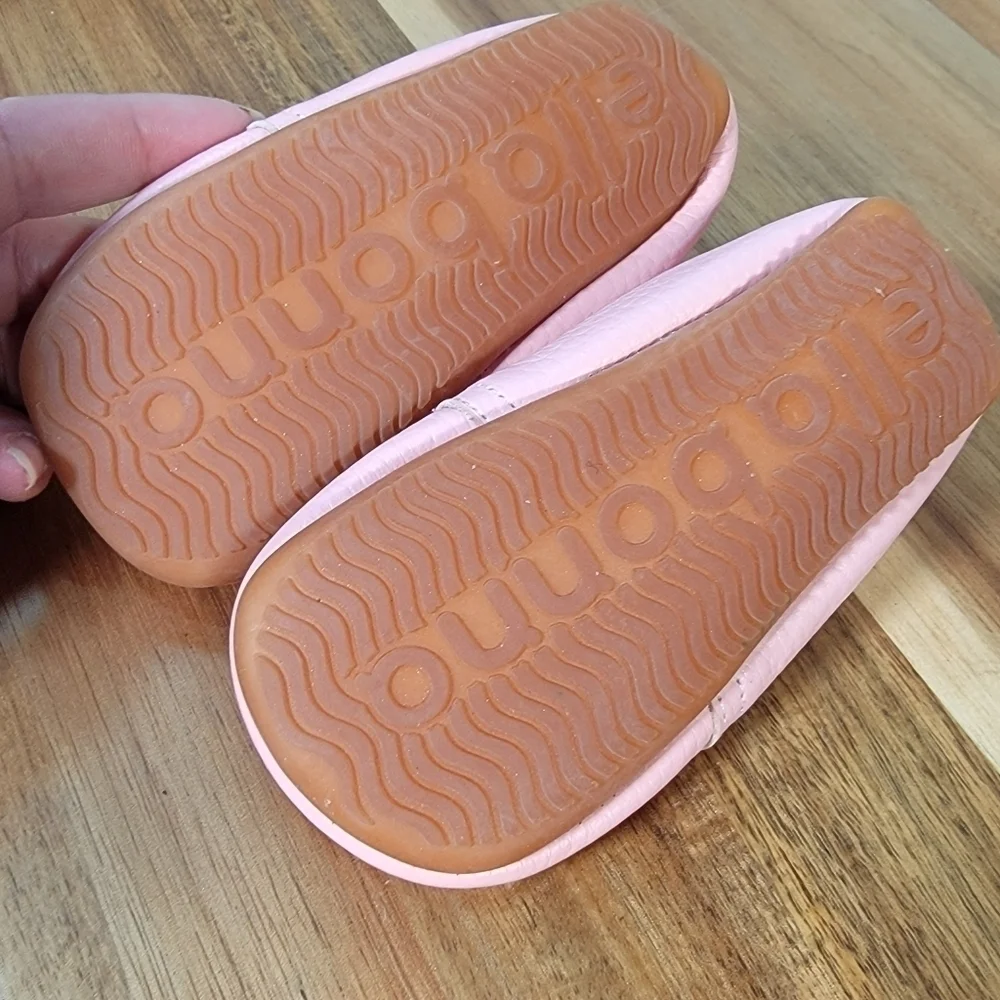 Ella Bonna Pink Baby Shoes Leather Rubber Soles Moccasins Loafers Girl Size 5.5